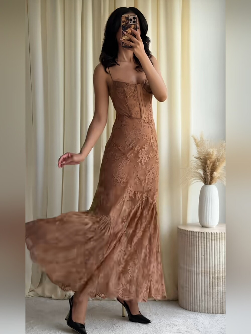 ZARA RING-DETAIL LACE STRAPPY DRESS 1758/151/745